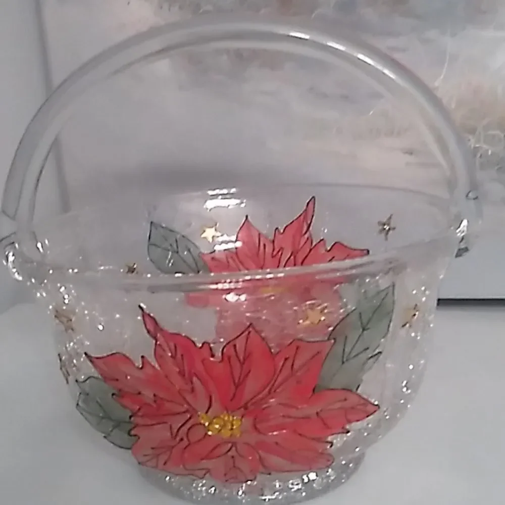 Glass Poinsettia Basket